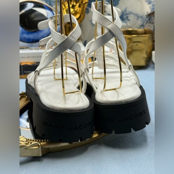 🆕 MARC JACOBS 🧿 NWOB The Kiki Gladiator Lug Sandals, White Leather - Sz 9M - Picture 9 of 14